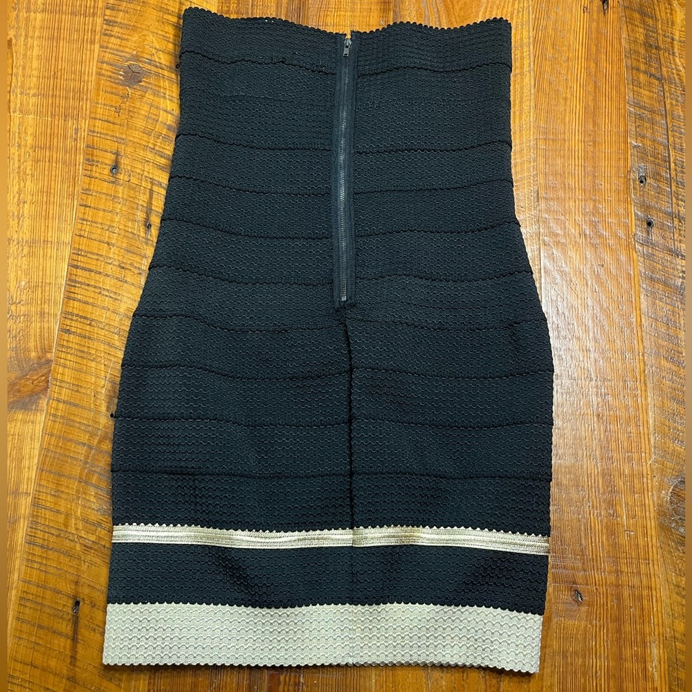 Sans Souci NWT Black & Gold Strapless Bodycon Bandage Dress Size Large - Picture 2 of 7